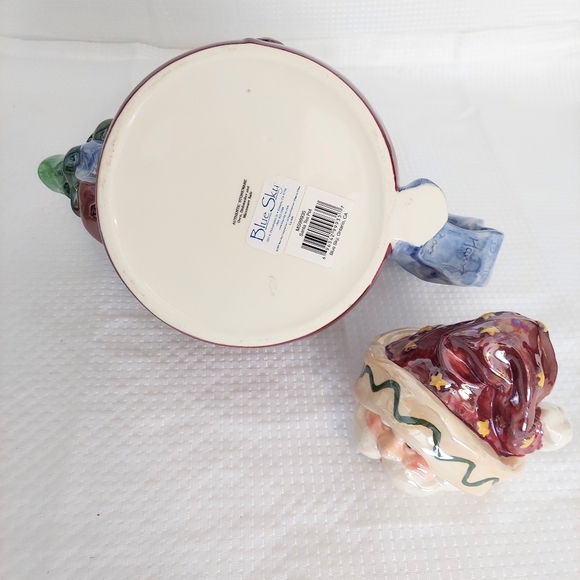 Blue Sky Santa Teapot Luster Glaze Christmas Tree Spout Clayworks - Picture 9 of 10